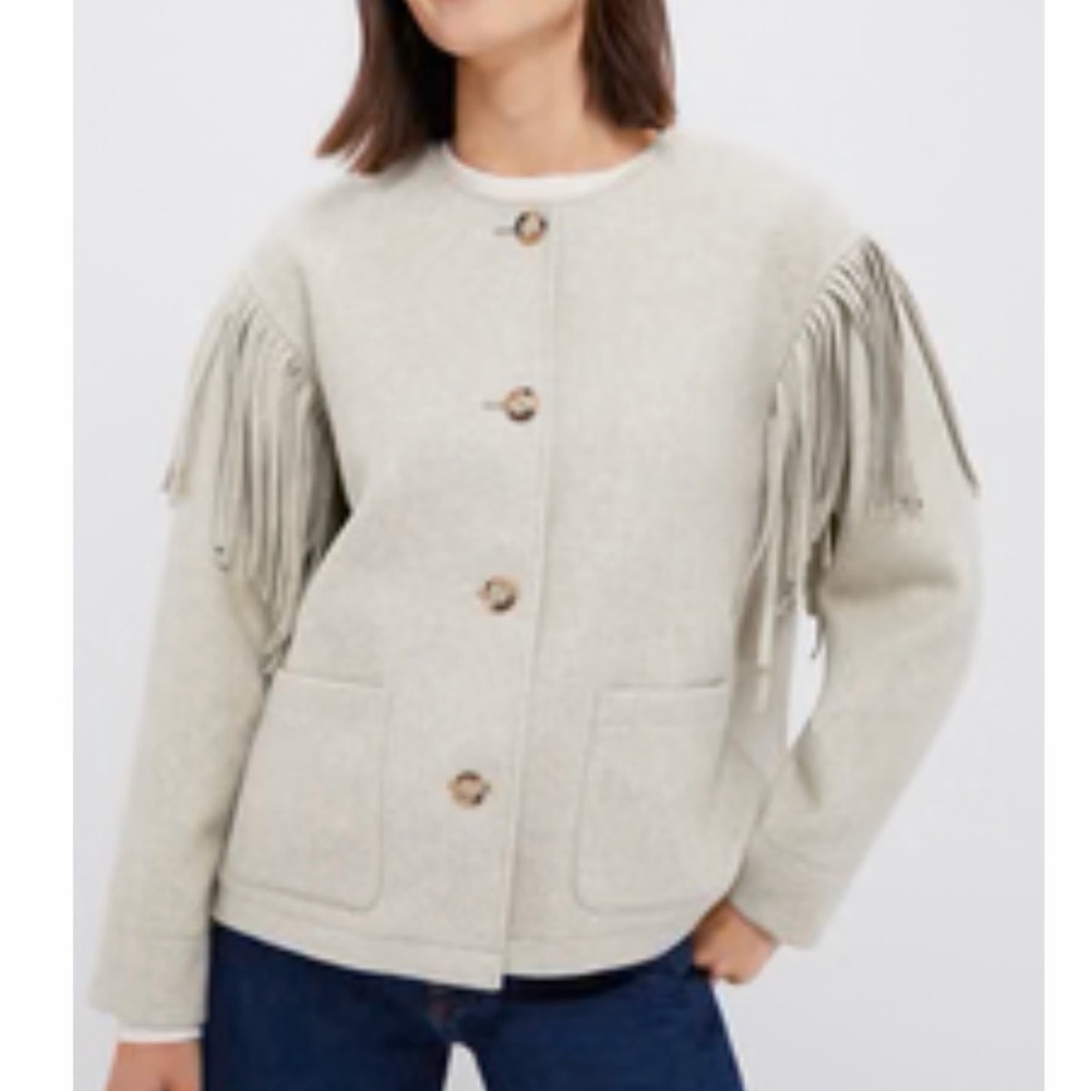 Tuckernuck Melange Gray Fringe Jacket